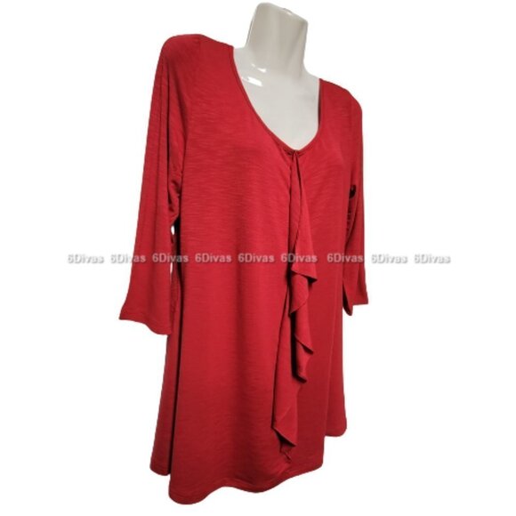 POINT Zero Soft Comfy Light Long Sleeved Red Blouse or Tunic Top- Size M - Picture 3 of 8